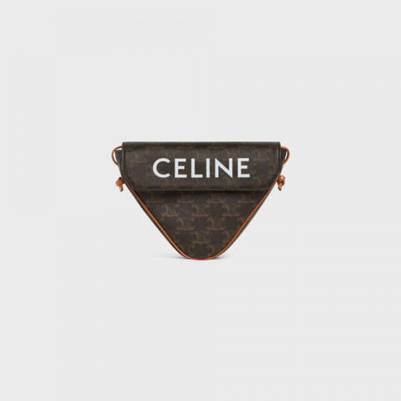 Messenger Taška Celine Triangle Bag In Triomphe Platene With Celine Print Hnede | CL-591858