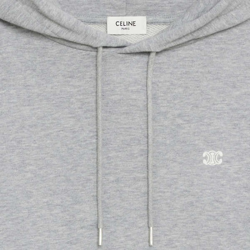 Mikiny Celine Bavlnene/Cashmere Triomphe Hoodie Siva Biele | CL-592805