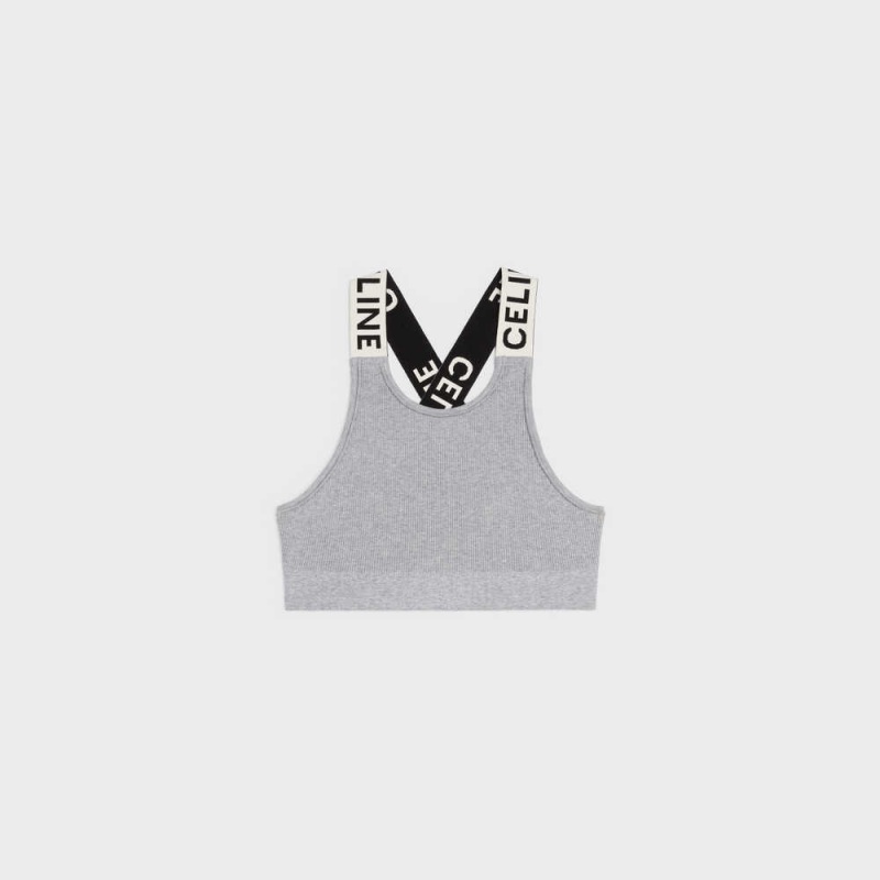 Mikiny Celine Crossback Sports Bra In Atletická Knit Siva Biele | CL-592810