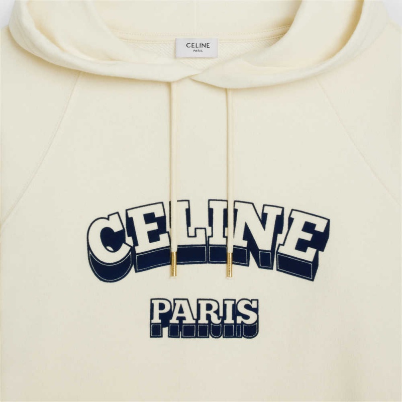 Mikiny Celine Paris 70 S Hoodie In Bavlnene And Cashmere Biele Námornícka Modrá | CL-592807