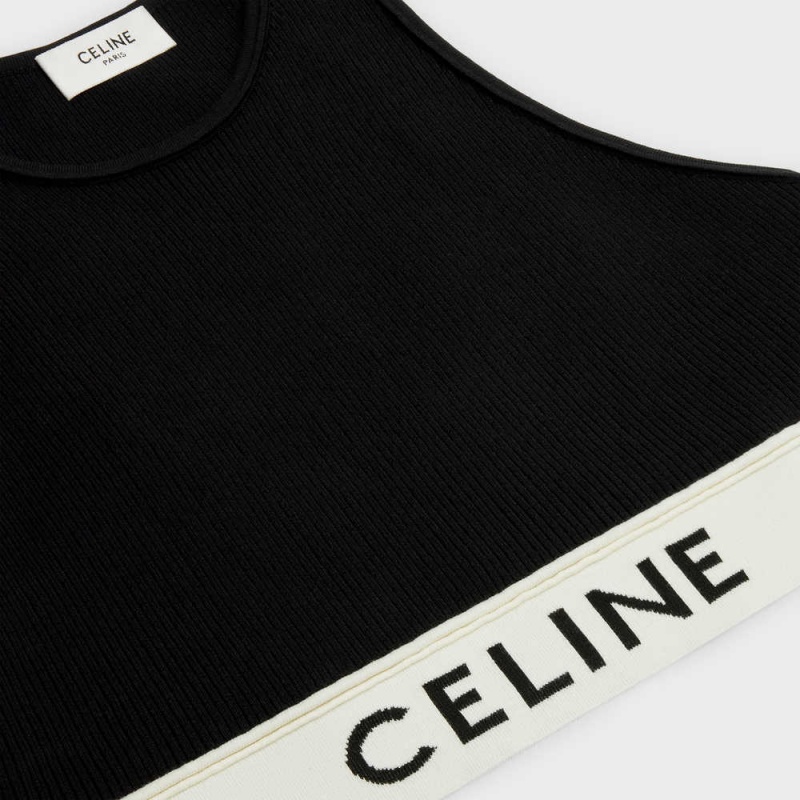 Mikiny Celine Sports Bra In Atletická Knit Čierne Krém | CL-592808