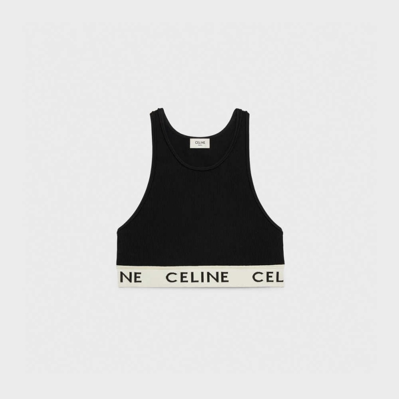 Mikiny Celine Sports Bra In Atletická Knit Čierne Krém | CL-592808