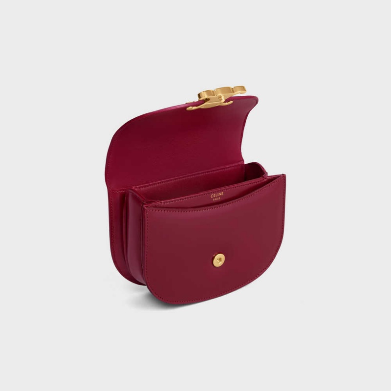 Mini Tašky Celine Besace Triomphe In Shiny Calfskin Bordove | CL-593030