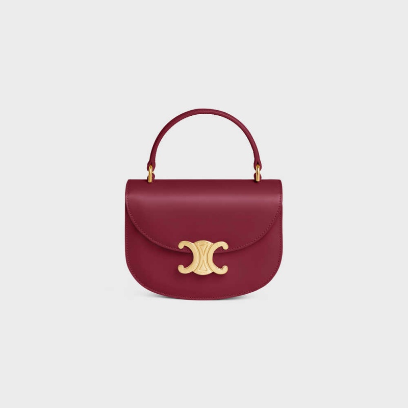 Mini Tašky Celine Besace Triomphe In Shiny Calfskin Bordove | CL-593030