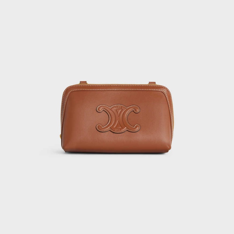 Mini Tašky Celine Clutch On Chain Cuir Triomphe In Smooth Calfskin Hnede | CL-593033