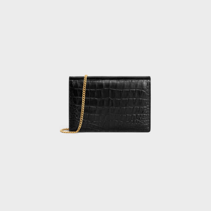 Mini Tašky Celine Clutch Soir Triomphe In Niloticus Crocodile Čierne | CL-593020