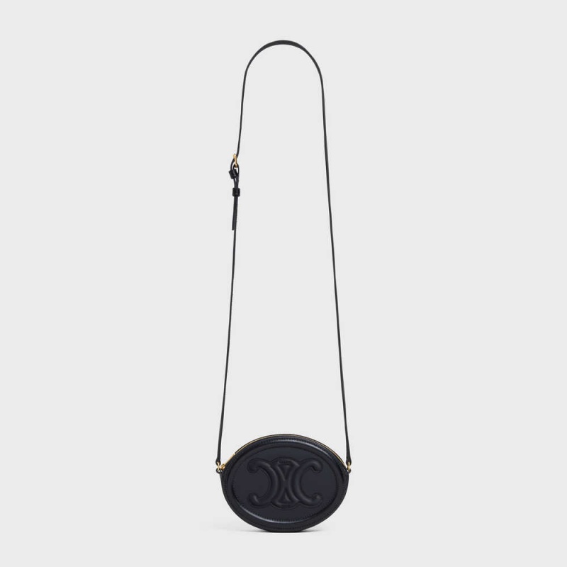 Mini Tašky Celine Crossbody Oval Purse Cuir Triomphe In Smooth Calfskin Čierne | CL-593044