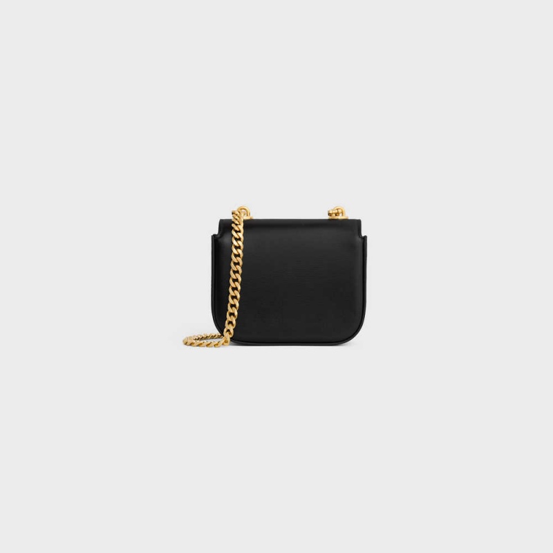 Mini Tašky Celine Triomphe On Chain In Shiny Calfskin Čierne | CL-593007