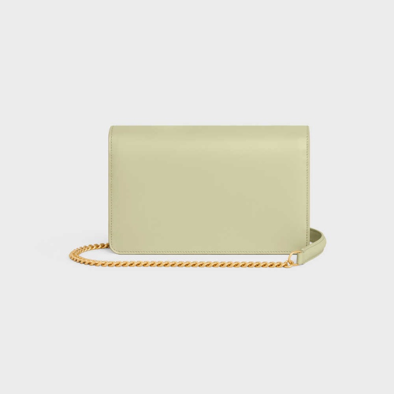 Mini Tašky Celine Wallet On Chain Triomphe In Shiny Calfskin Zelene | CL-593023