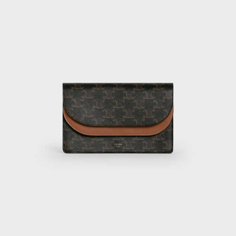 Mini Tašky Celine Wallet On Remienkove In Triomphe Platene And Smooth Lambskin Hnede | CL-593028