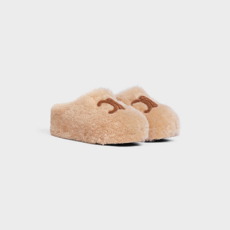 Mokasiny Celine Fur Mule In Shearling Krém | CL-592537