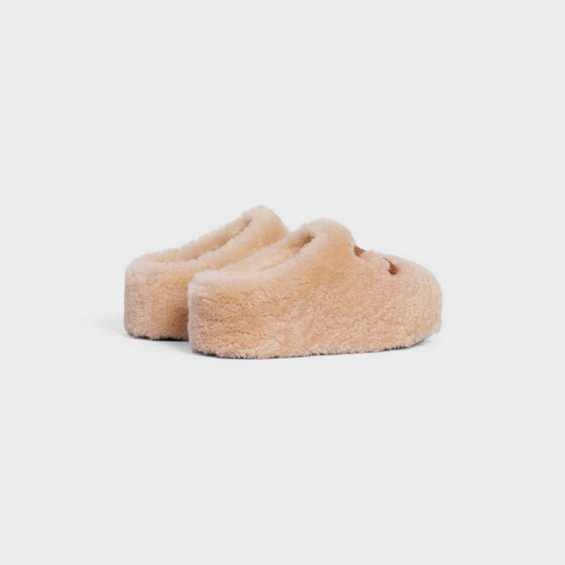 Mokasiny Celine Fur Mule In Shearling Krém | CL-592537