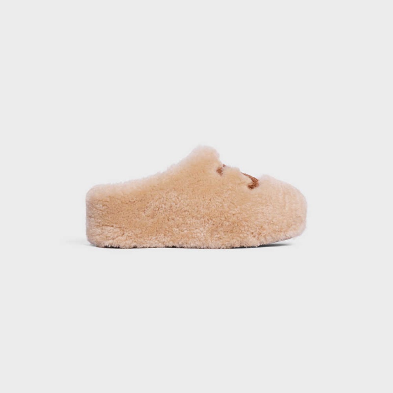 Mokasiny Celine Fur Mule In Shearling Krém | CL-592537