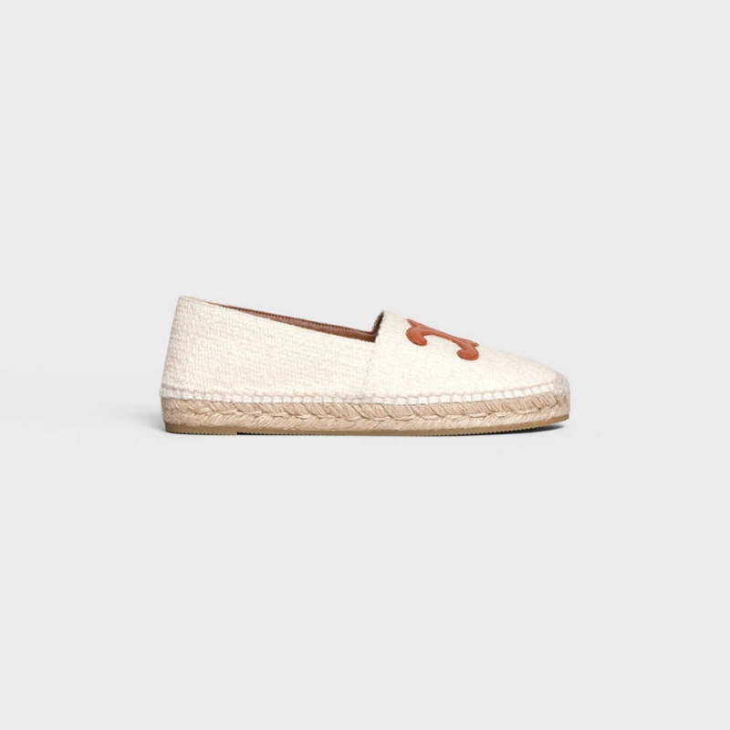 Mokasiny Celine Les Espadrilles With Triomphe Signature In Tweed & Calfskin Krém | CL-592540