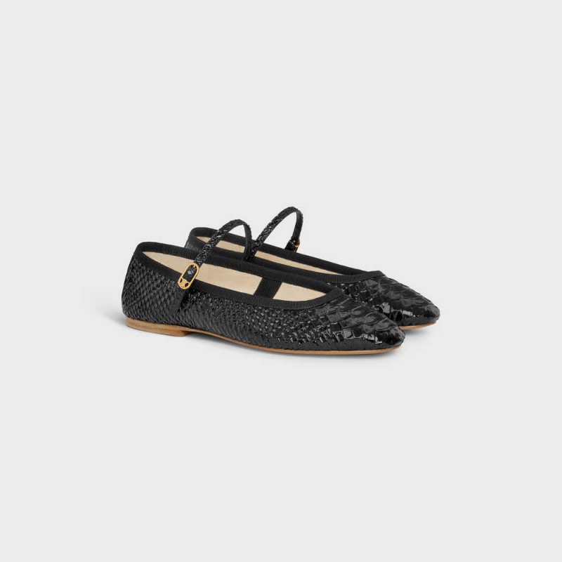 Mokasiny Celine Mary Jane Ballerina Les Ballerines In Python Stamped Calfskin Čierne | CL-592535