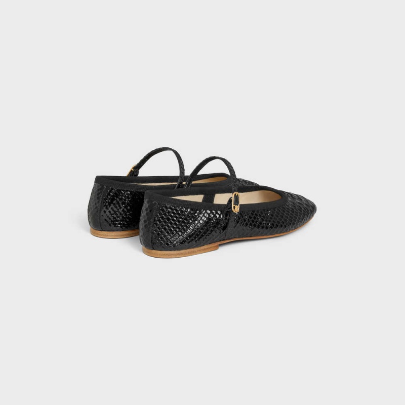 Mokasiny Celine Mary Jane Ballerina Les Ballerines In Python Stamped Calfskin Čierne | CL-592535