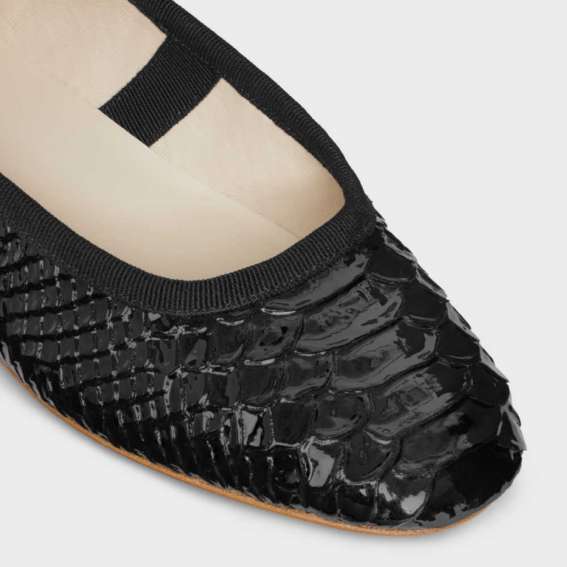 Mokasiny Celine Mary Jane Ballerina Les Ballerines In Python Stamped Calfskin Čierne | CL-592535