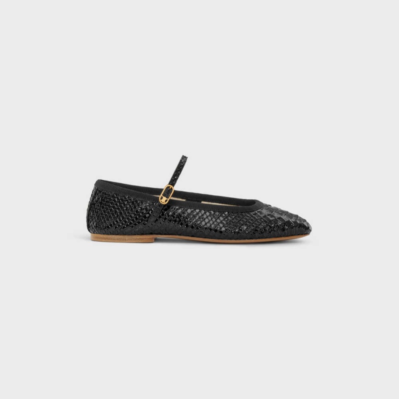 Mokasiny Celine Mary Jane Ballerina Les Ballerines In Python Stamped Calfskin Čierne | CL-592535