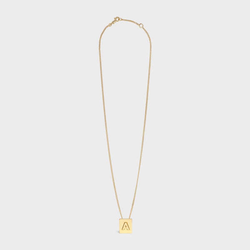 Nahrdelniky Celine Alphabet A In Brass With Gold Finish Zlate | CL-592264