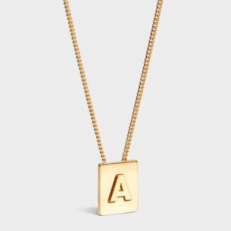 Nahrdelniky Celine Alphabet A In Brass With Gold Finish Zlate | CL-592264