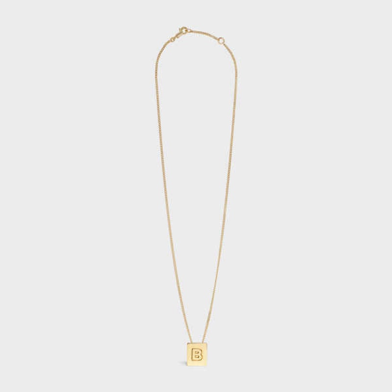 Nahrdelniky Celine Alphabet B In Brass With Gold Finish Zlate | CL-592265