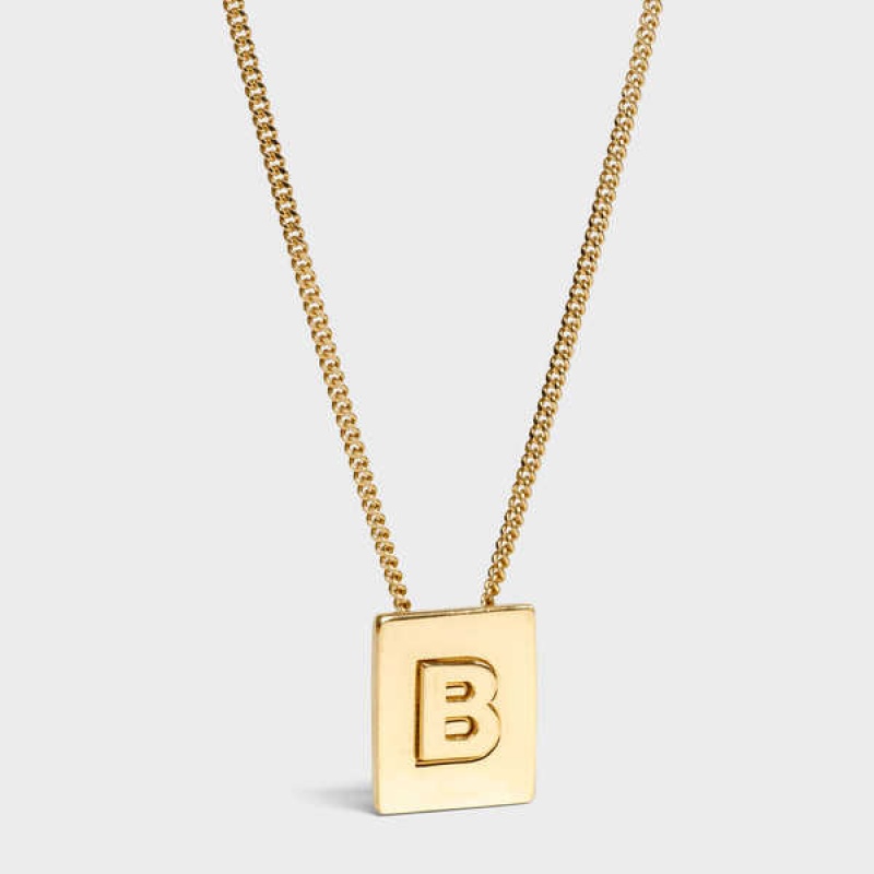 Nahrdelniky Celine Alphabet B In Brass With Gold Finish Zlate | CL-592265