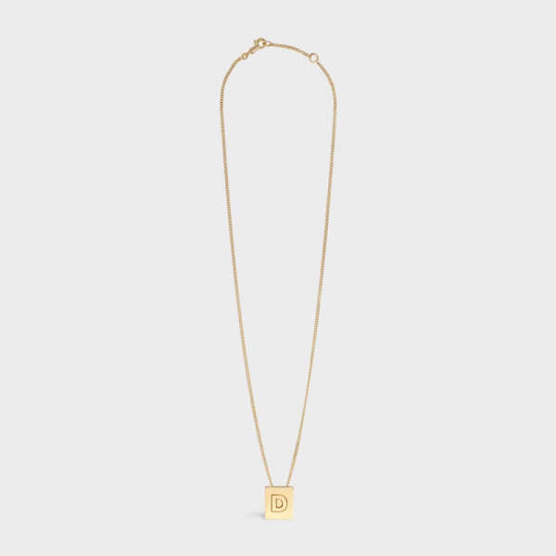 Nahrdelniky Celine Alphabet D In Brass With Gold Finish Zlate | CL-592267