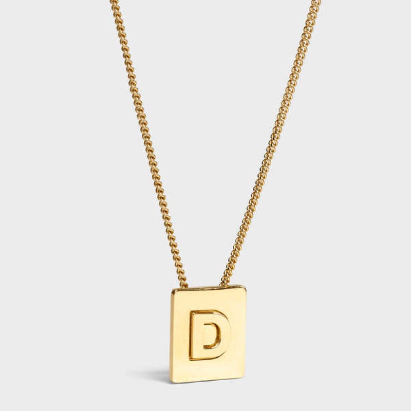 Nahrdelniky Celine Alphabet D In Brass With Gold Finish Zlate | CL-592267