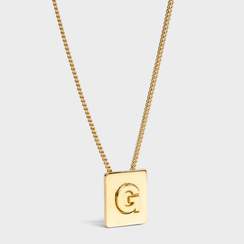 Nahrdelniky Celine Alphabet G In Brass With Gold Finish Zlate | CL-592270