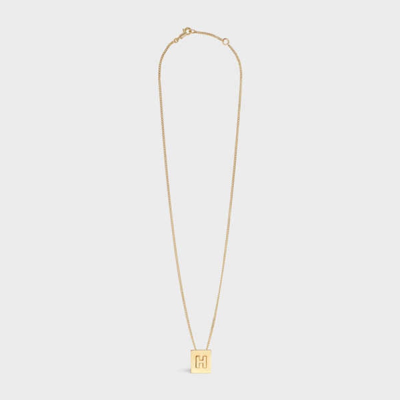 Nahrdelniky Celine Alphabet H In Brass With Gold Finish Zlate | CL-592271