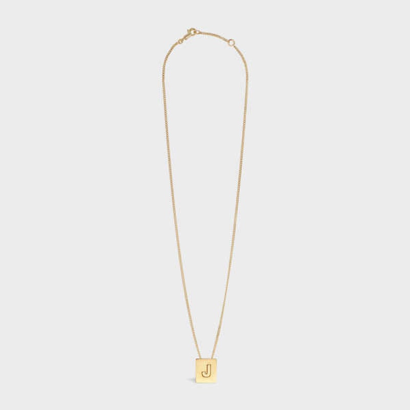 Nahrdelniky Celine Alphabet J In Brass With Gold Finish Zlate | CL-592273