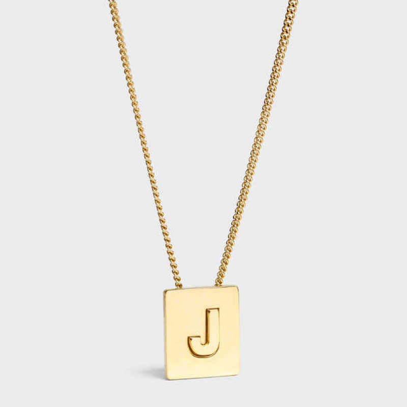 Nahrdelniky Celine Alphabet J In Brass With Gold Finish Zlate | CL-592273