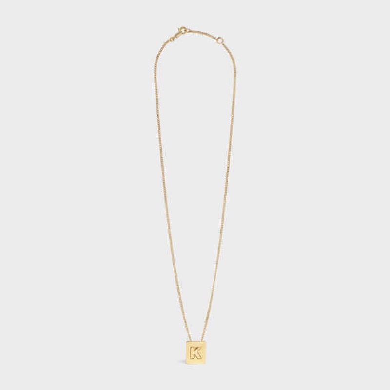 Nahrdelniky Celine Alphabet K In Brass With Gold Finish Zlate | CL-592274