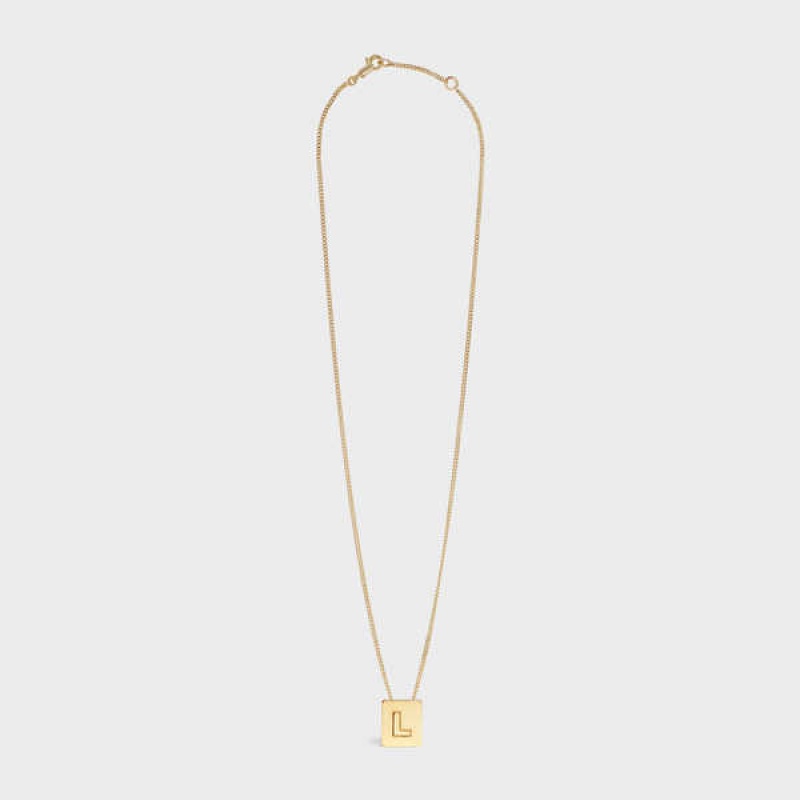 Nahrdelniky Celine Alphabet L In Brass With Gold Finish Zlate | CL-592275