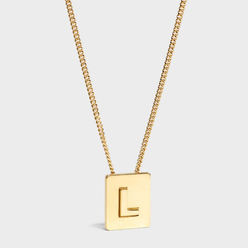 Nahrdelniky Celine Alphabet L In Brass With Gold Finish Zlate | CL-592275