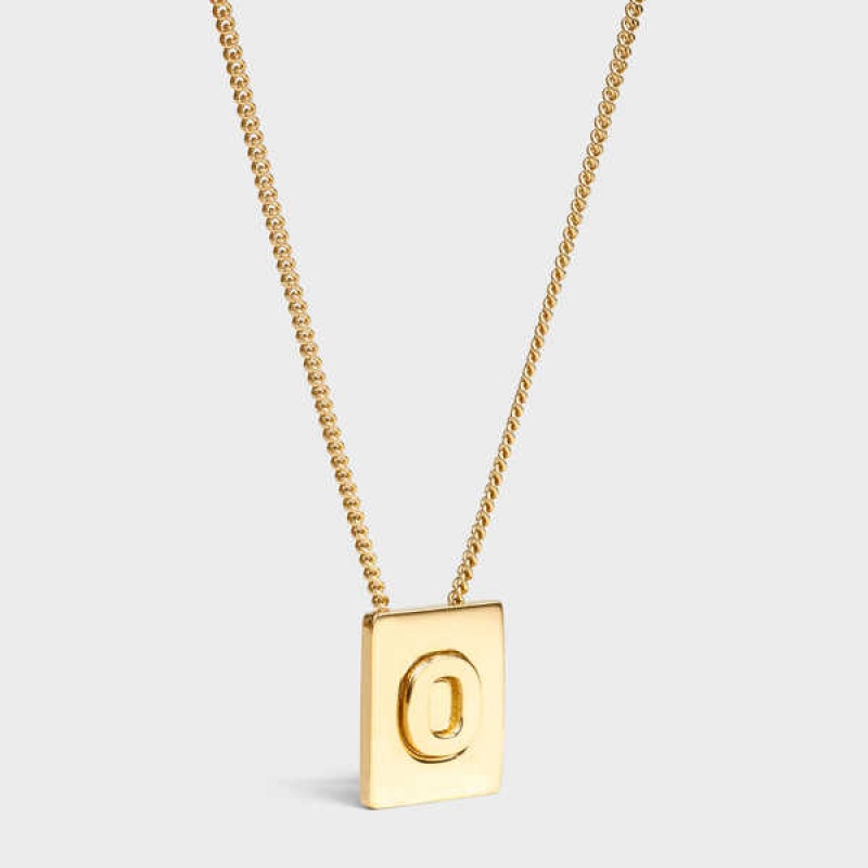 Nahrdelniky Celine Alphabet O In Brass With Gold Finish Zlate | CL-592278