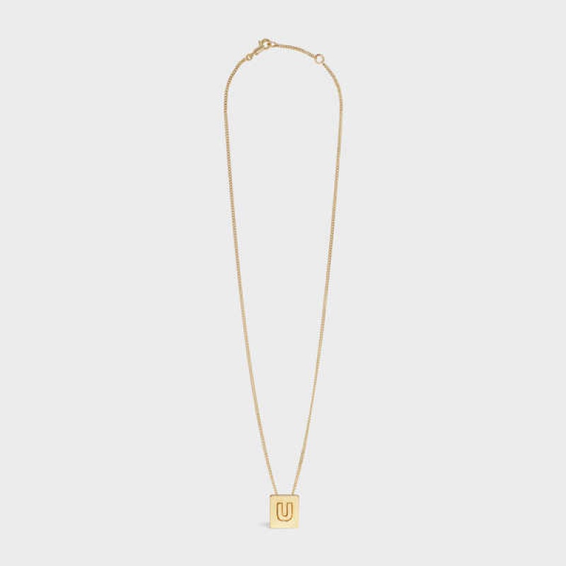 Nahrdelniky Celine Alphabet U In Brass With Gold Finish Zlate | CL-592284