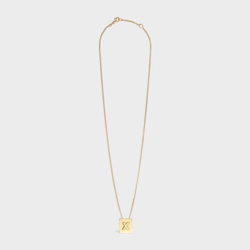 Nahrdelniky Celine Alphabet X In Brass With Gold Finish Zlate | CL-592287