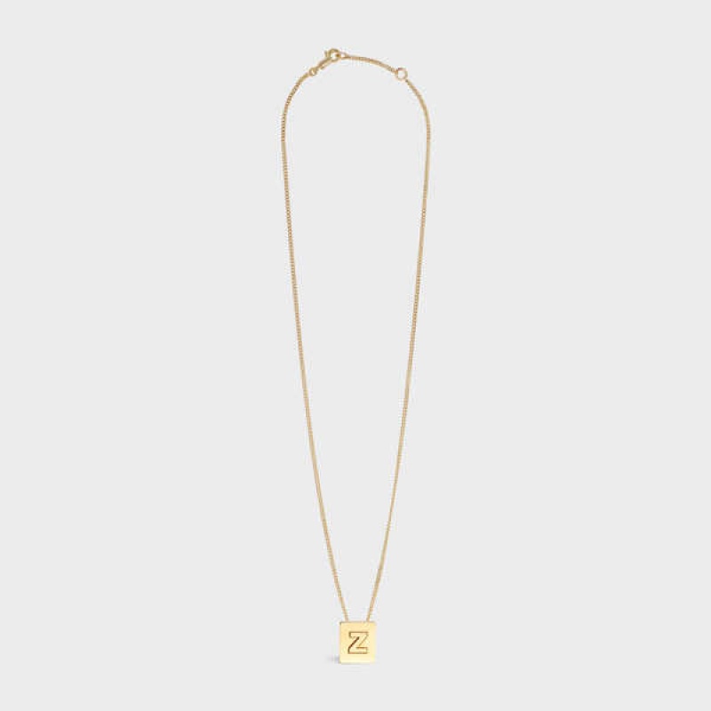 Nahrdelniky Celine Alphabet Z In Brass With Gold Finish Zlate | CL-592289