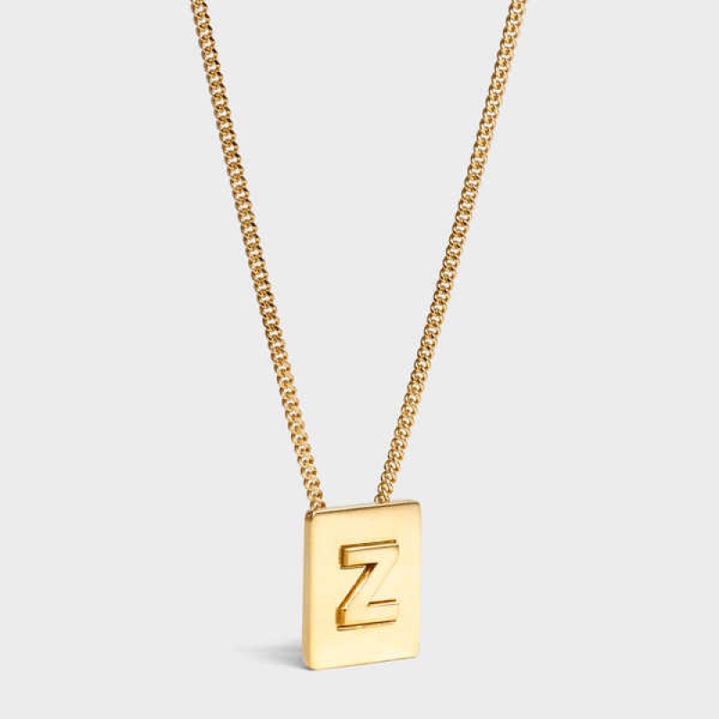 Nahrdelniky Celine Alphabet Z In Brass With Gold Finish Zlate | CL-592289