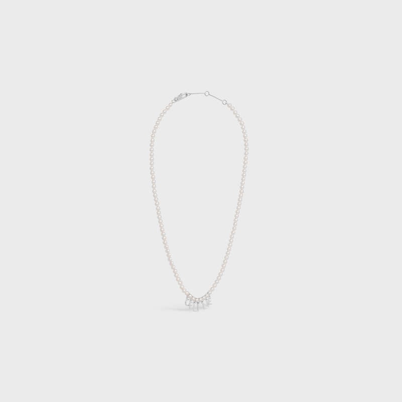 Nahrdelniky Celine Monochroms In Glass Pearls And Brass With Rhodium Finish Biele Strieborne | CL-591662