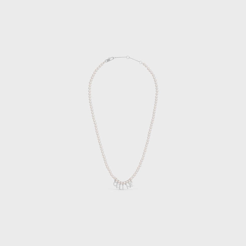 Nahrdelniky Celine Monochroms In Glass Pearls And Brass With Rhodium Finish Biele Strieborne | CL-591662