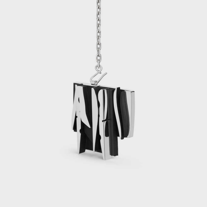 Nahrdelniky Celine Nevelson Project Sterling Silver And Oak Wood Strieborne Čierne | CL-592293