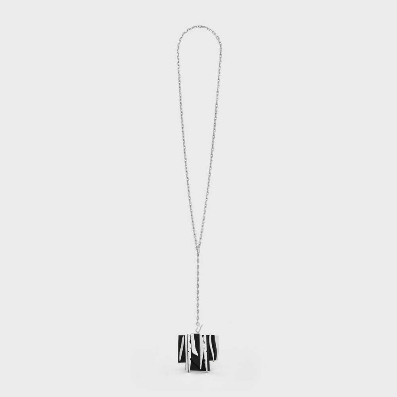 Nahrdelniky Celine Nevelson Project Sterling Silver And Oak Wood Strieborne Čierne | CL-592293