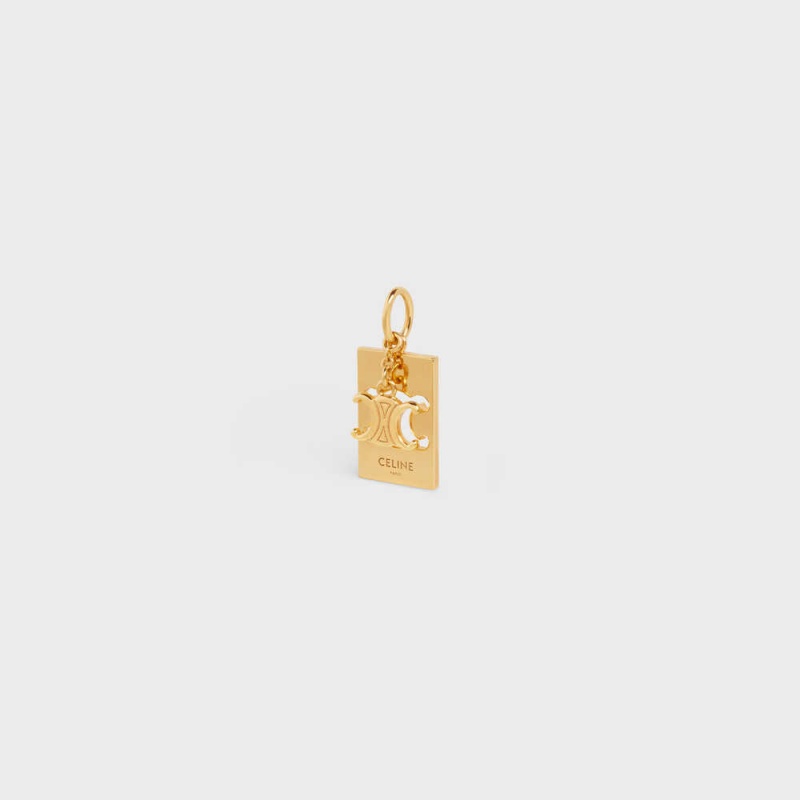 Nahrdelniky Celine Separables Triomphe Interlocked Pendant In Brass With Gold Finish Zlate | CL-592261