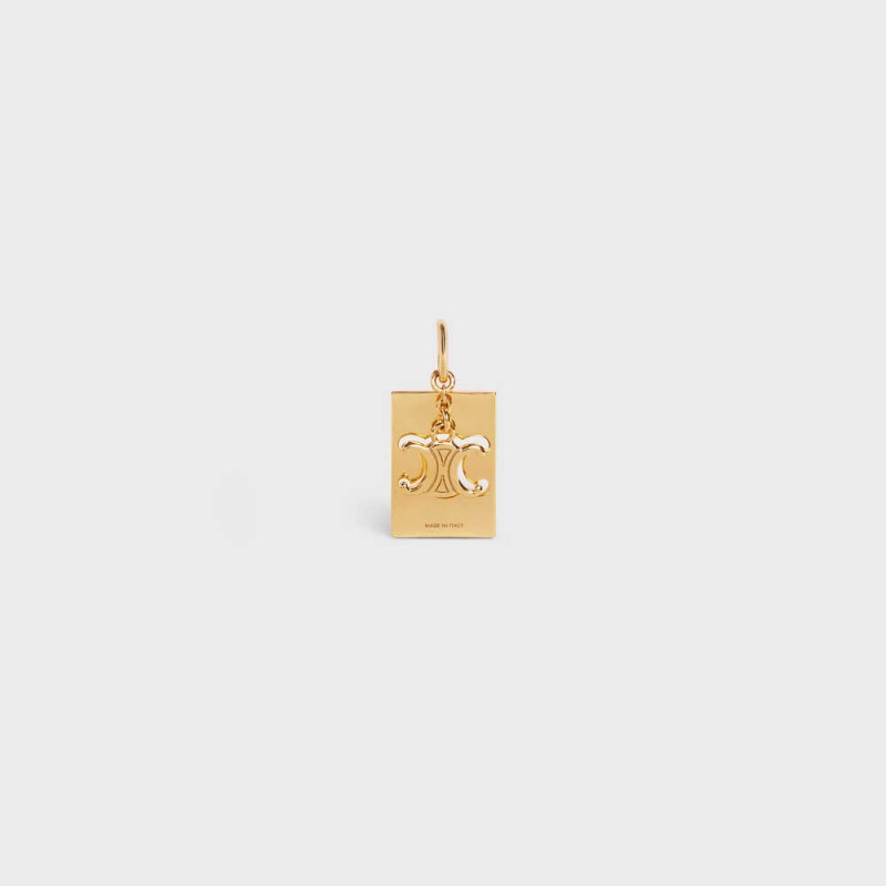 Nahrdelniky Celine Separables Triomphe Interlocked Pendant In Brass With Gold Finish Zlate | CL-592261