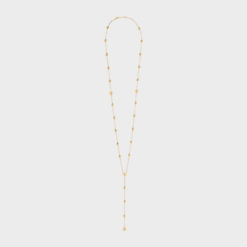 Nahrdelniky Celine Triomphe Folk Beads Sautoir In Brass With Gold Finish Zlate | CL-592245