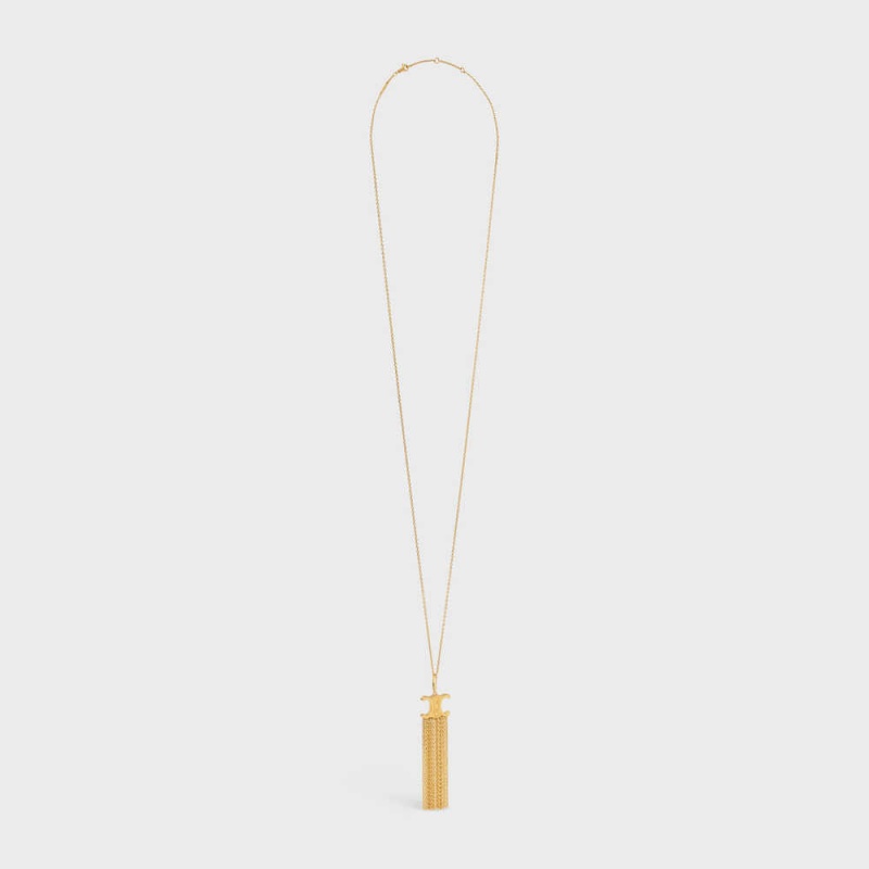 Nahrdelniky Celine Triomphe Folk Fringe Long In Brass With Gold Finish Zlate | CL-592244