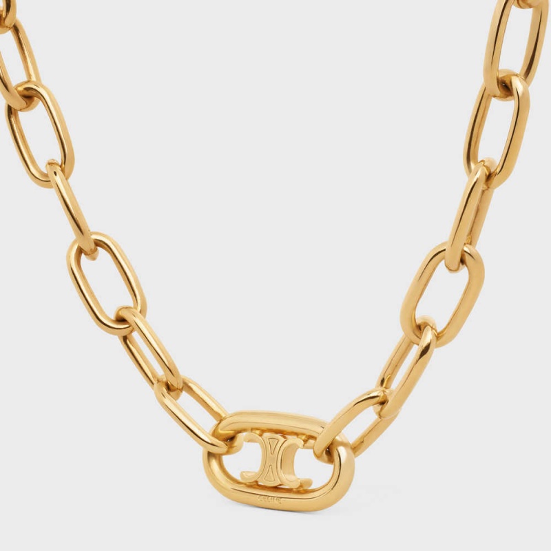 Nahrdelniky Celine Triomphe Link In Brass With Gold Finish Zlate | CL-592251