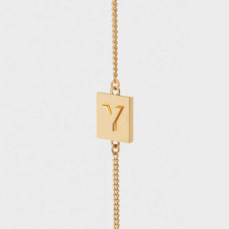 Naramky Celine Alphabet Y In Brass With Gold Finish Zlate | CL-592234